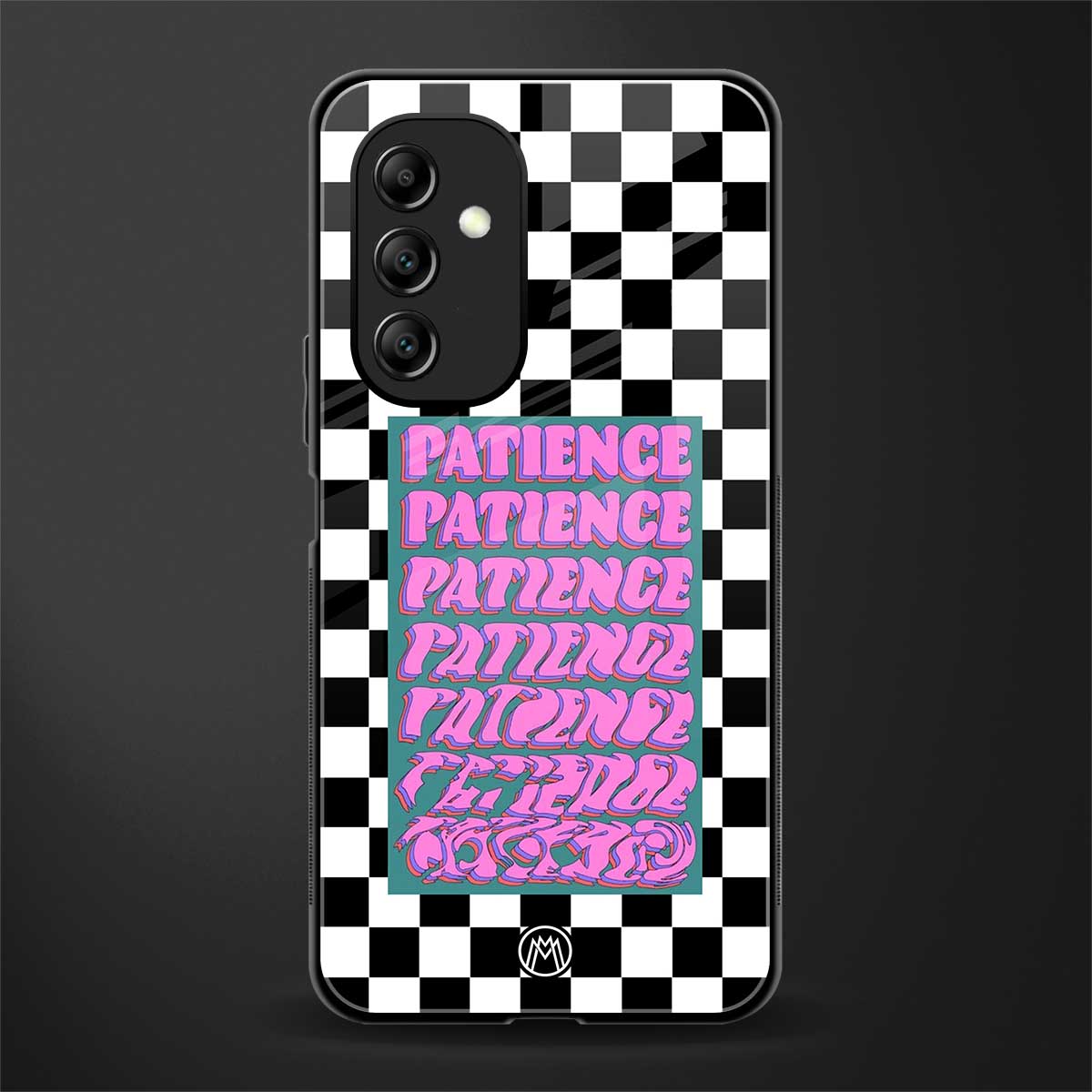 patience checkered back phone cover | glass case for samsung galaxy a14 5g