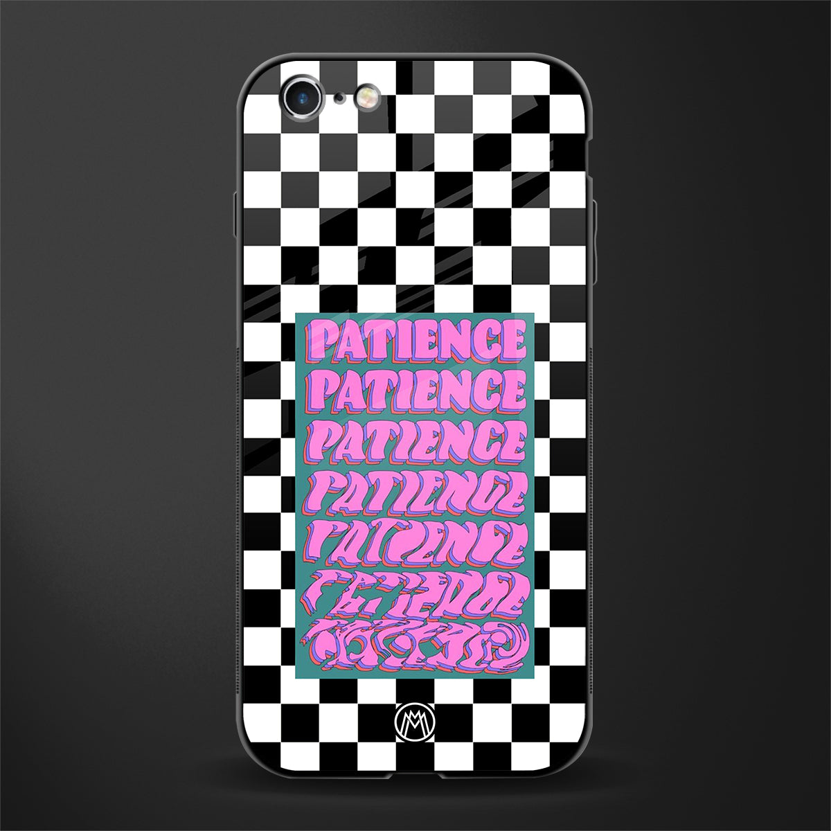 patience checkered glass case for iphone 6 image