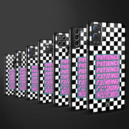 patience checkered back phone cover | glass case for vivo v27 pro 5g
