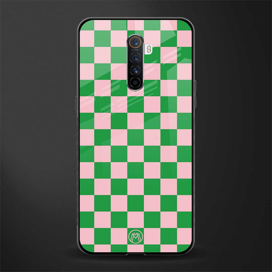 pink & green check pattern glass case for realme x2 pro image
