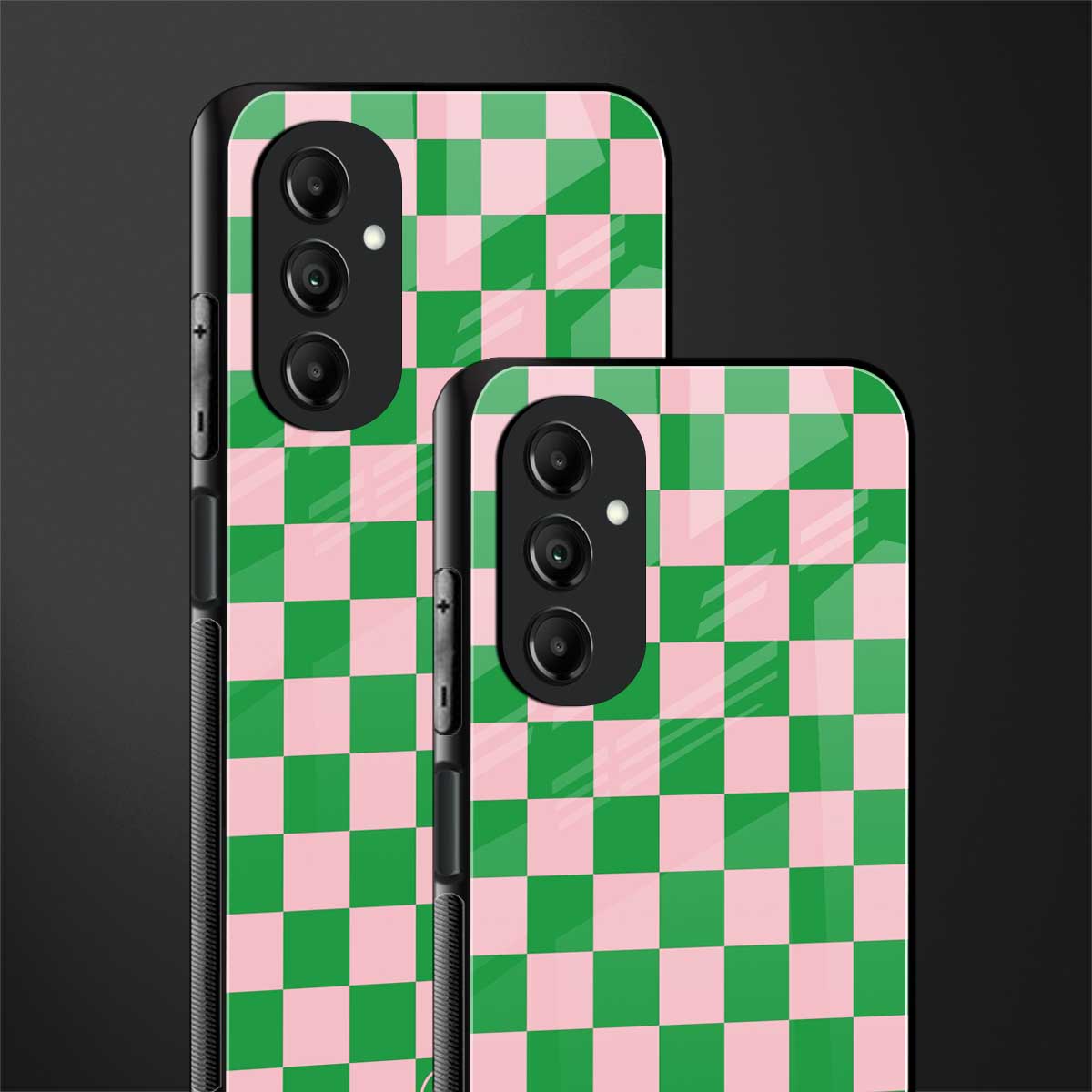 pink & green check pattern back phone cover | glass case for samsung galaxy a14 5g
