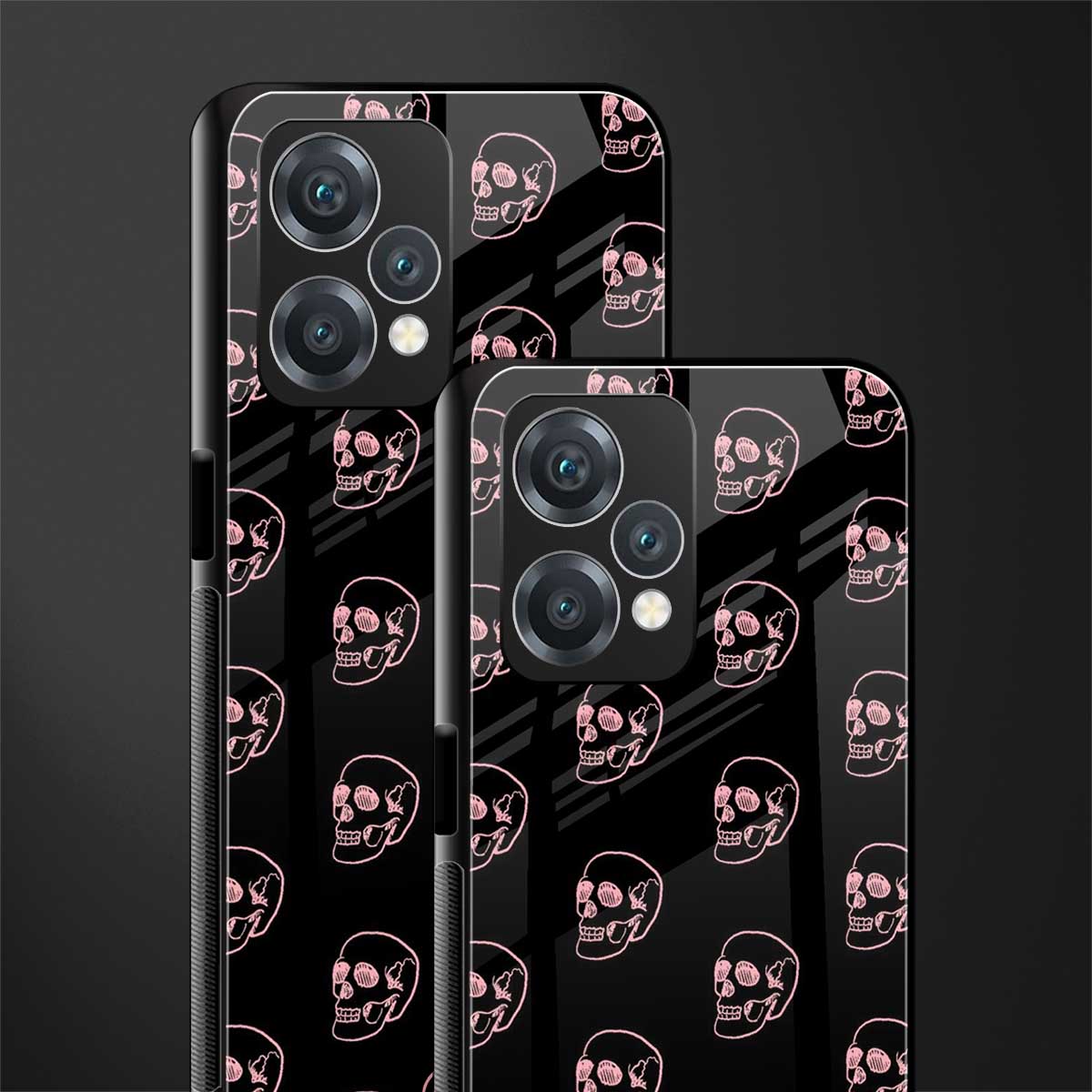 pink skull pattern back phone cover | glass case for realme 9 pro 5g