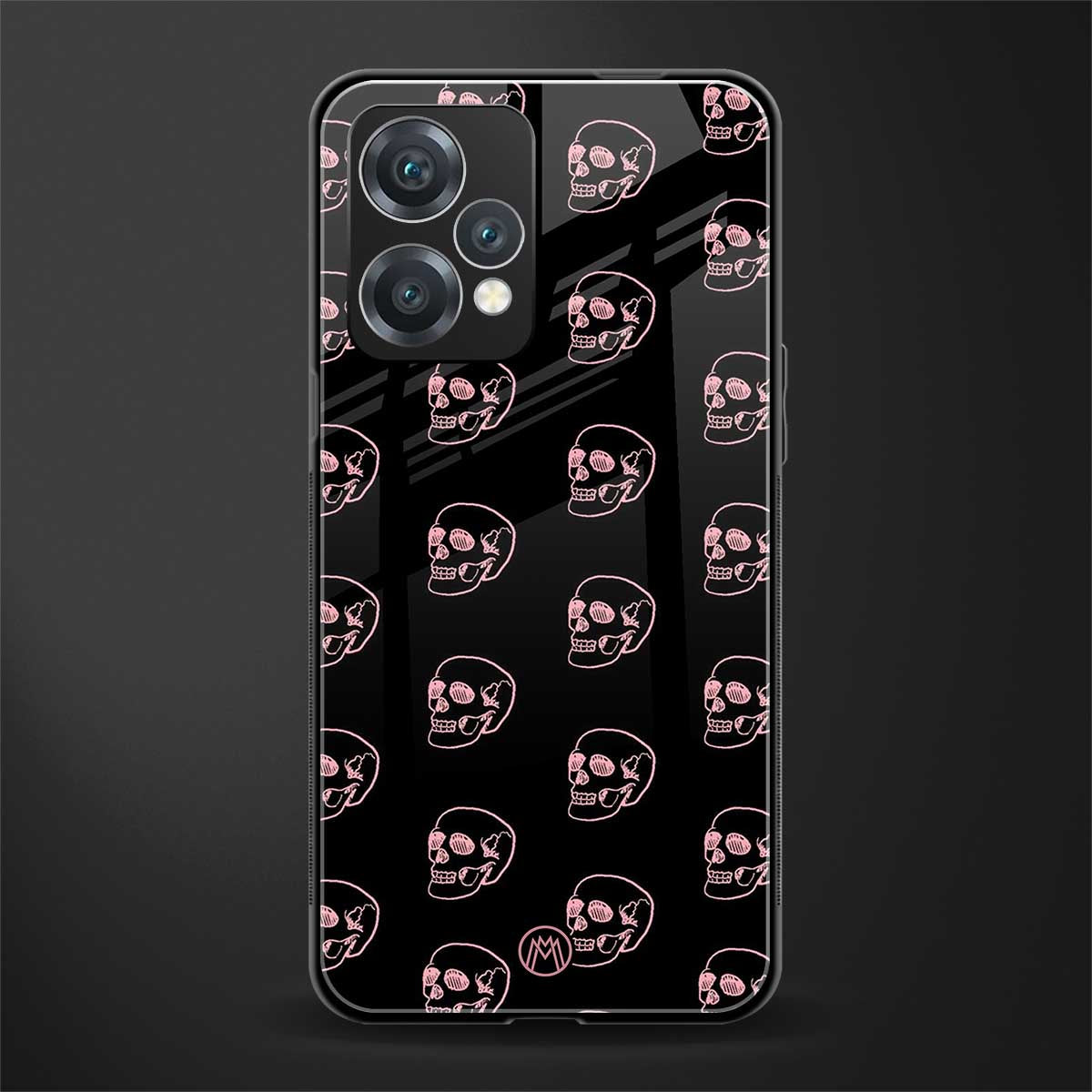 pink skull pattern back phone cover | glass case for realme 9 pro 5g