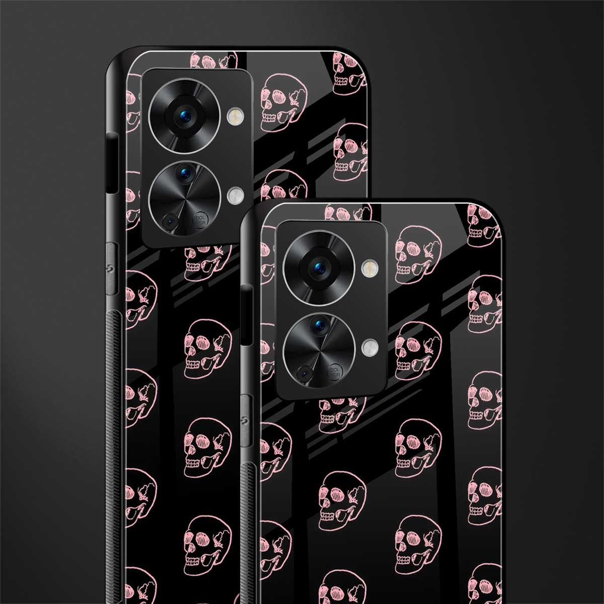 pink skull pattern glass case for phone case | glass case for oneplus nord 2t 5g