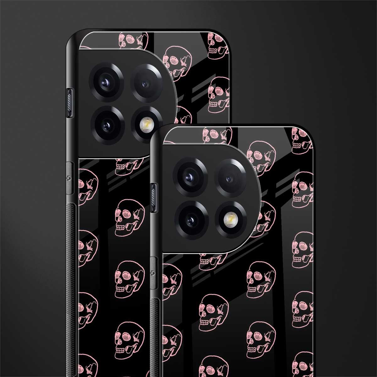 pink skull pattern back phone cover | glass case for oneplus 11r