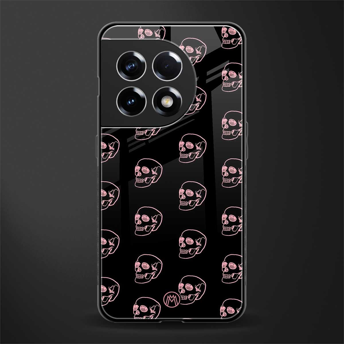 pink skull pattern back phone cover | glass case for oneplus 11r