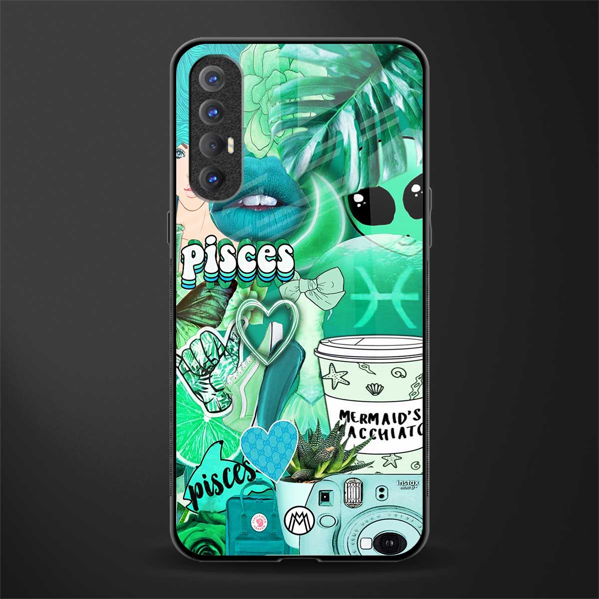 pisces aesthetic collage glass case for oppo reno 3 pro image