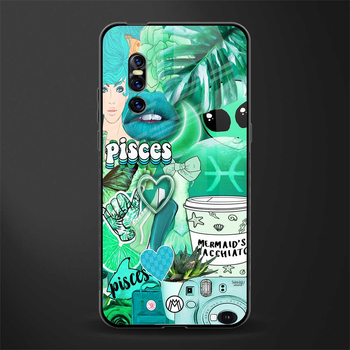 pisces aesthetic collage glass case for vivo v15 pro image