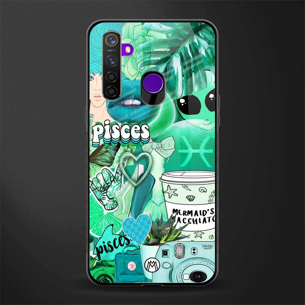 pisces aesthetic collage glass case for realme 5s image