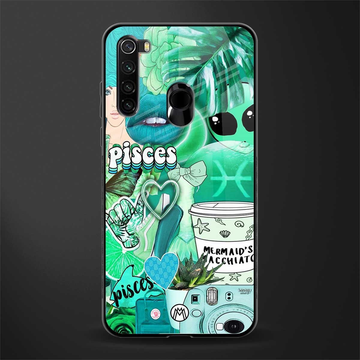 pisces aesthetic collage glass case for redmi note 8 image
