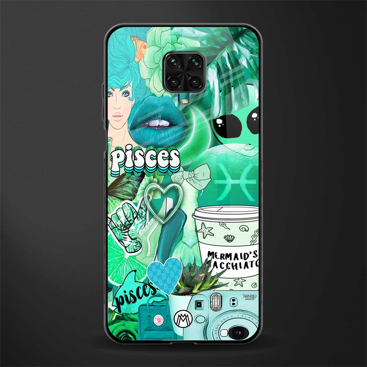 pisces aesthetic collage glass case for redmi note 9 pro max image