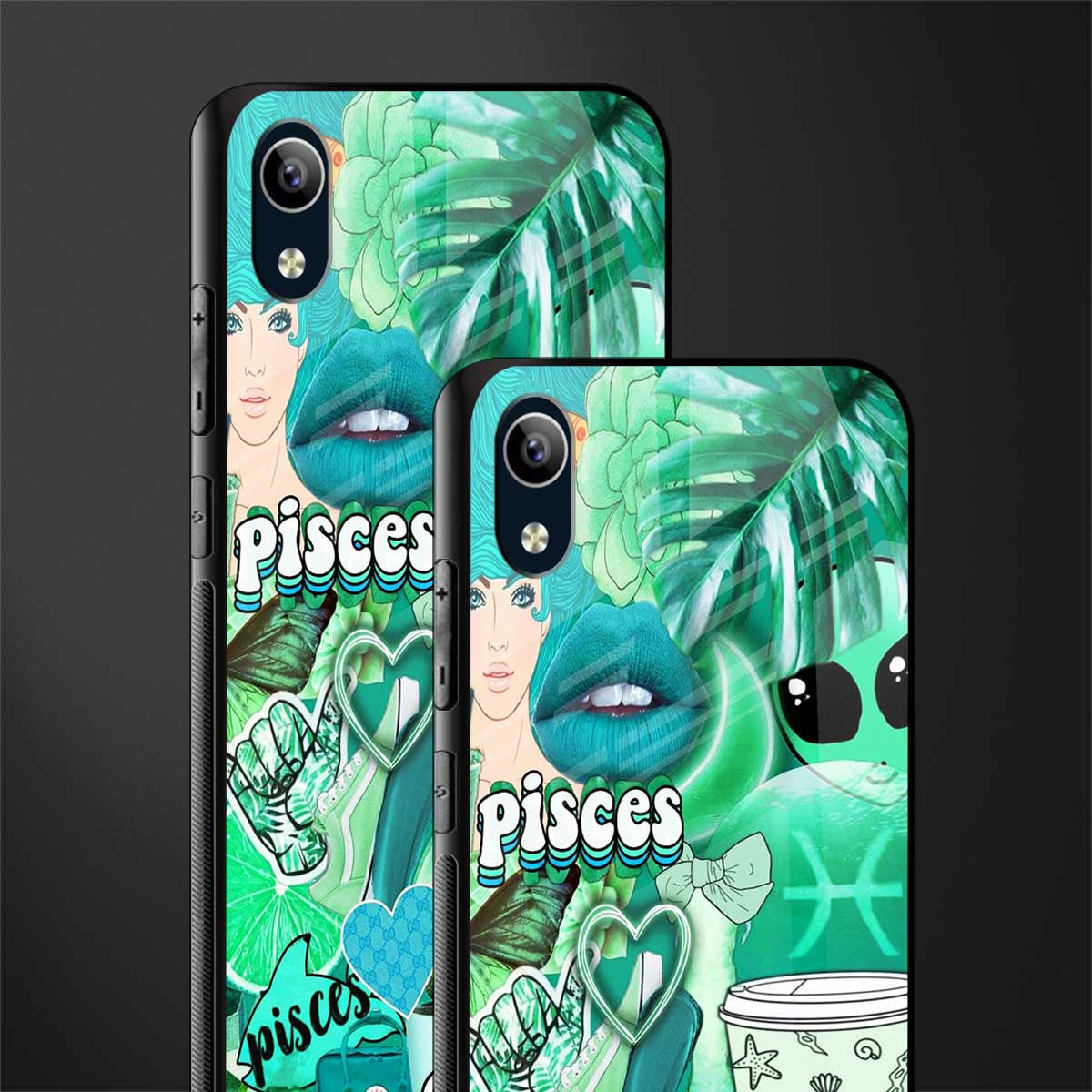 pisces aesthetic collage glass case for vivo y1s without fingerprint image-2
