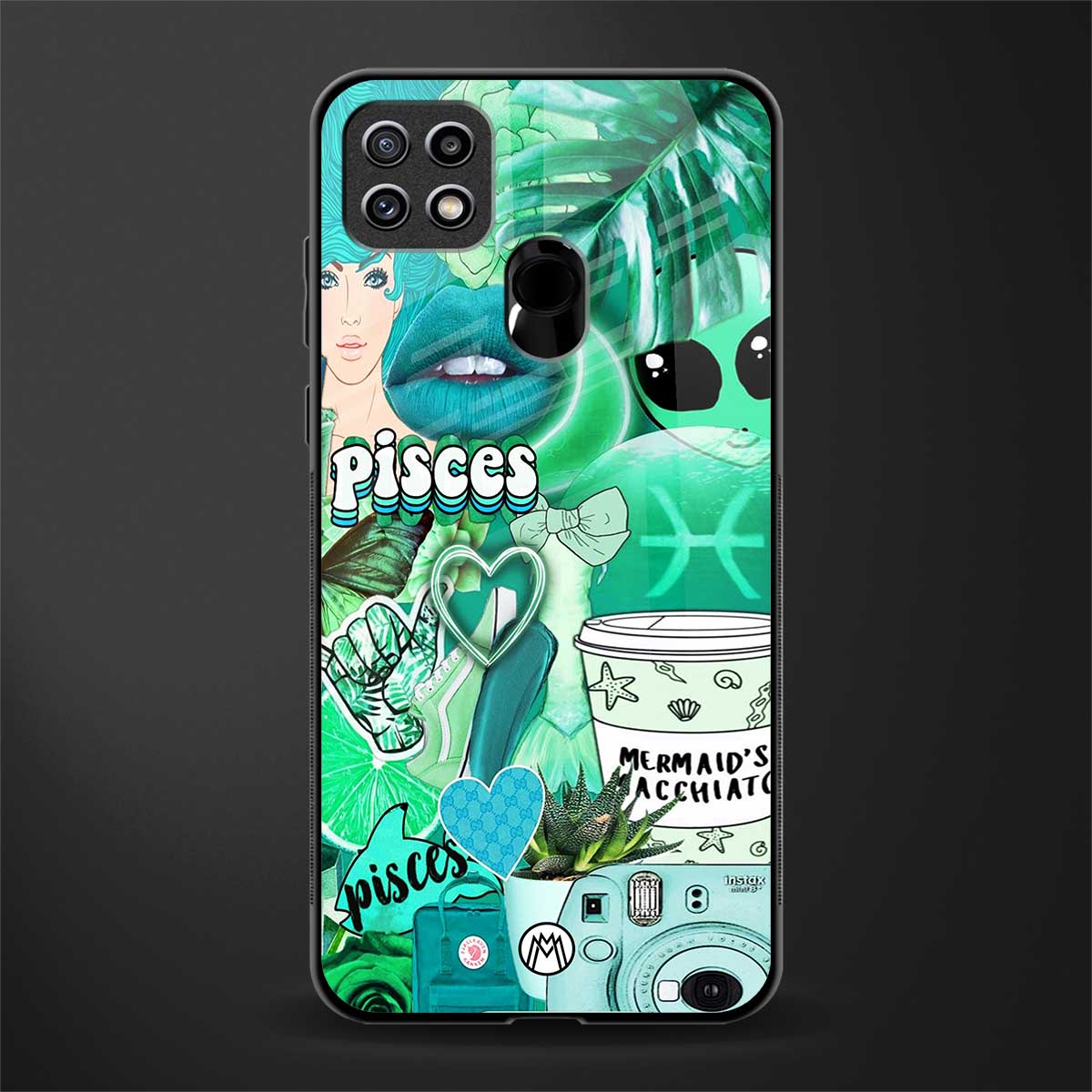 pisces aesthetic collage glass case for oppo a15 image