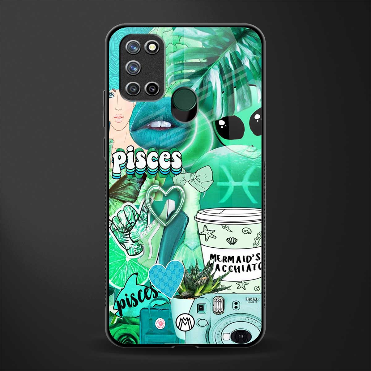 pisces aesthetic collage glass case for realme 7i image