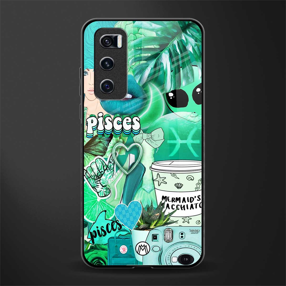 pisces aesthetic collage glass case for vivo v20 se image