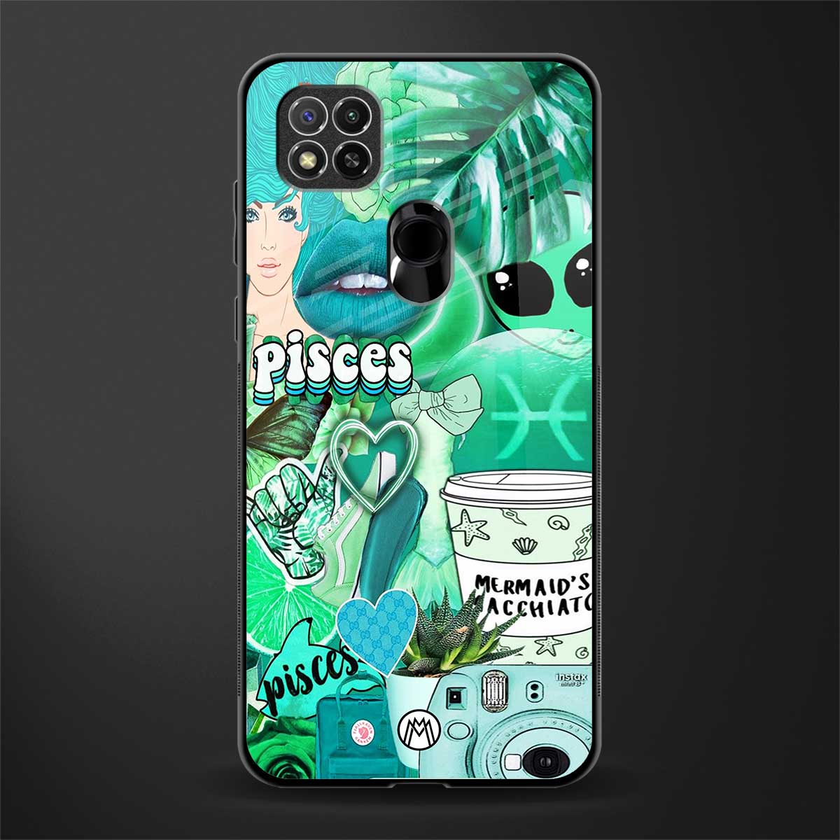 pisces aesthetic collage glass case for redmi 9 image