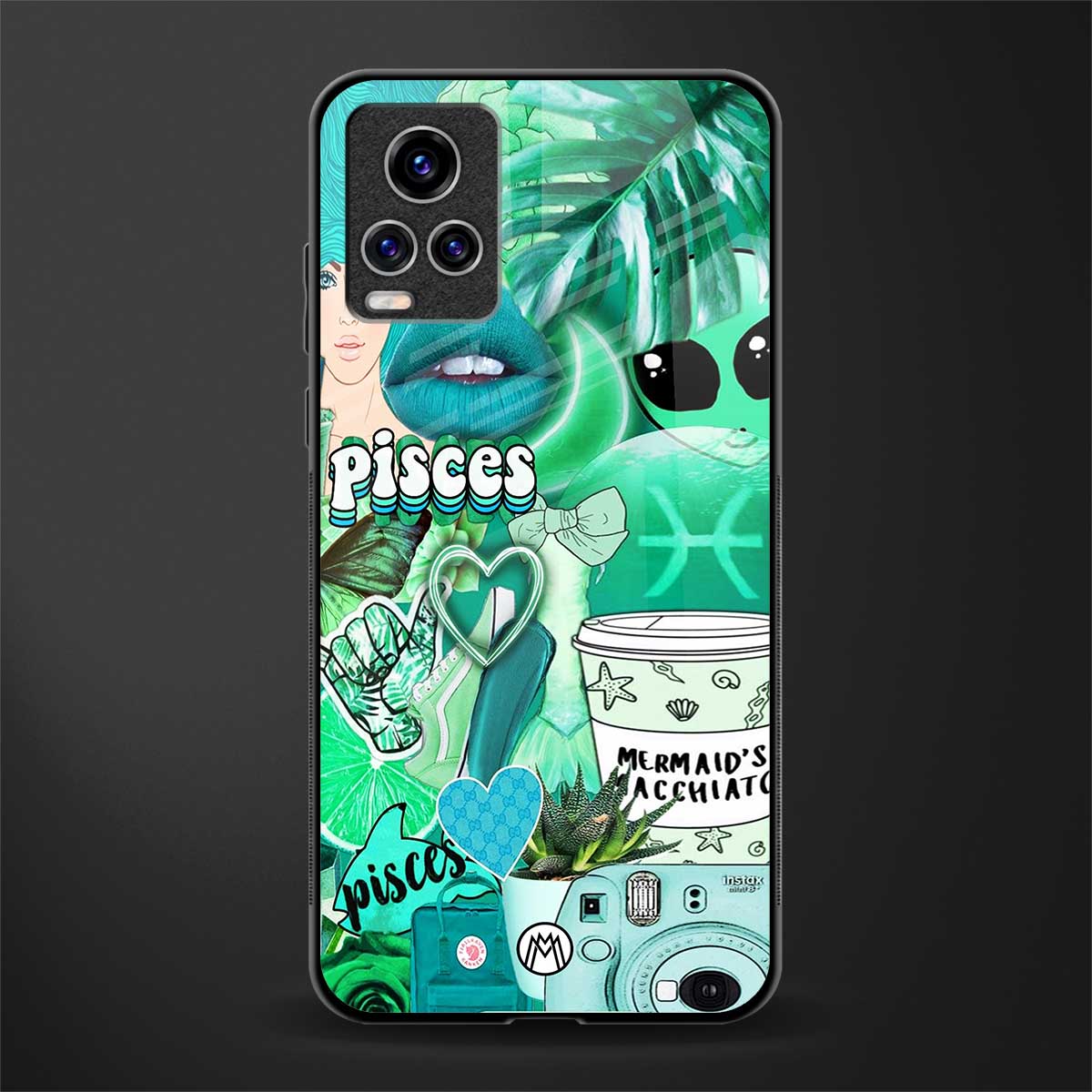 pisces aesthetic collage glass case for vivo v20 pro image