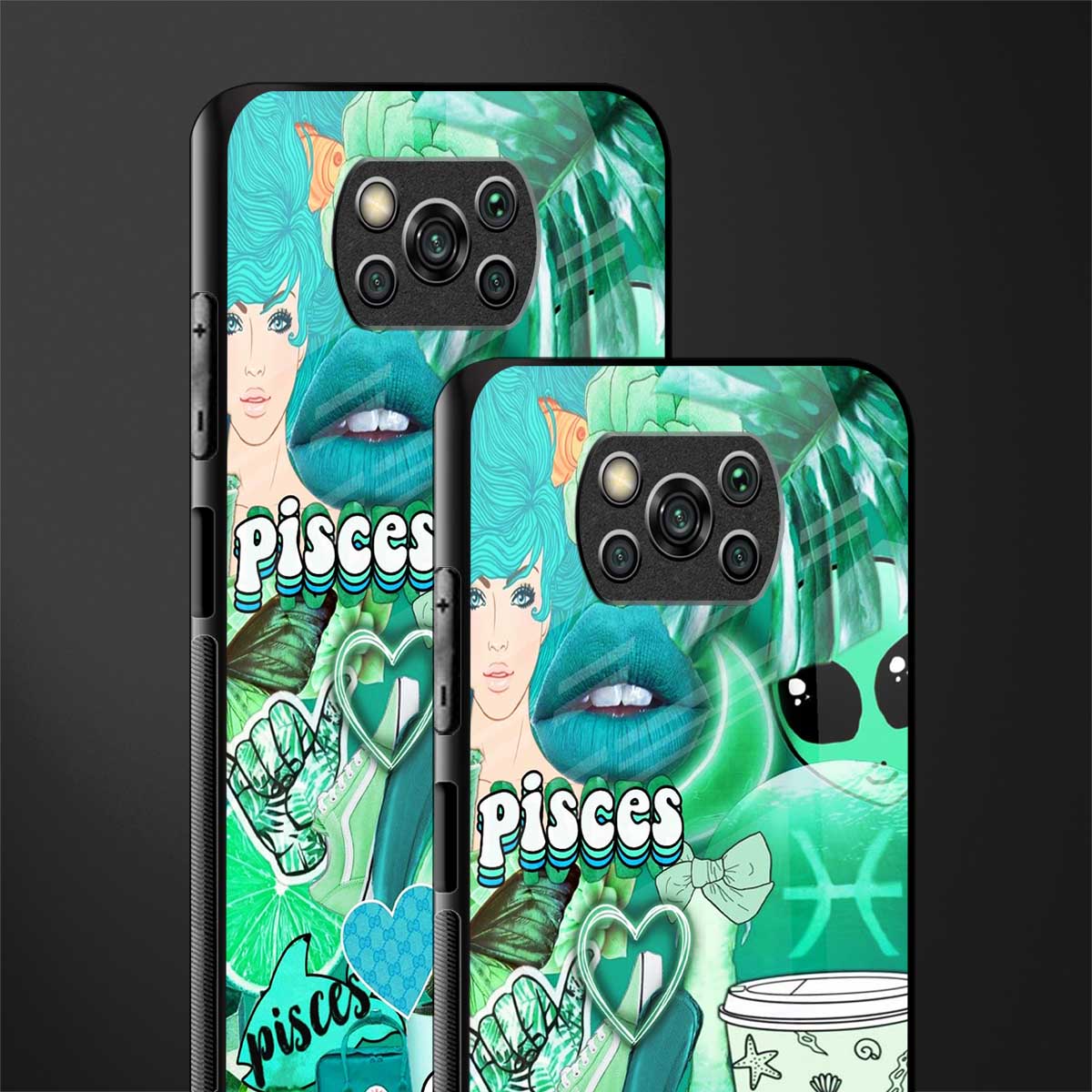 pisces aesthetic collage glass case for poco x3 image-2