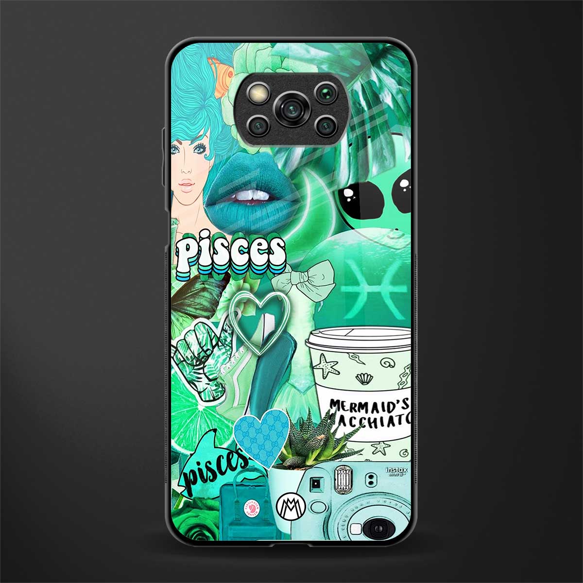 pisces aesthetic collage glass case for poco x3 image