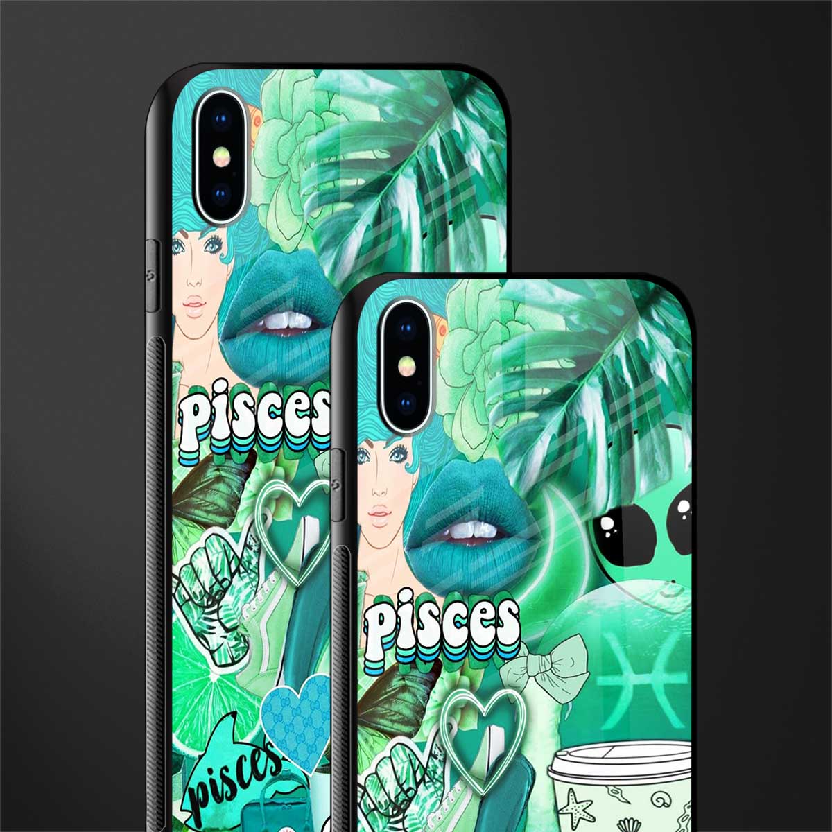 pisces aesthetic collage glass case for iphone xs max image-2