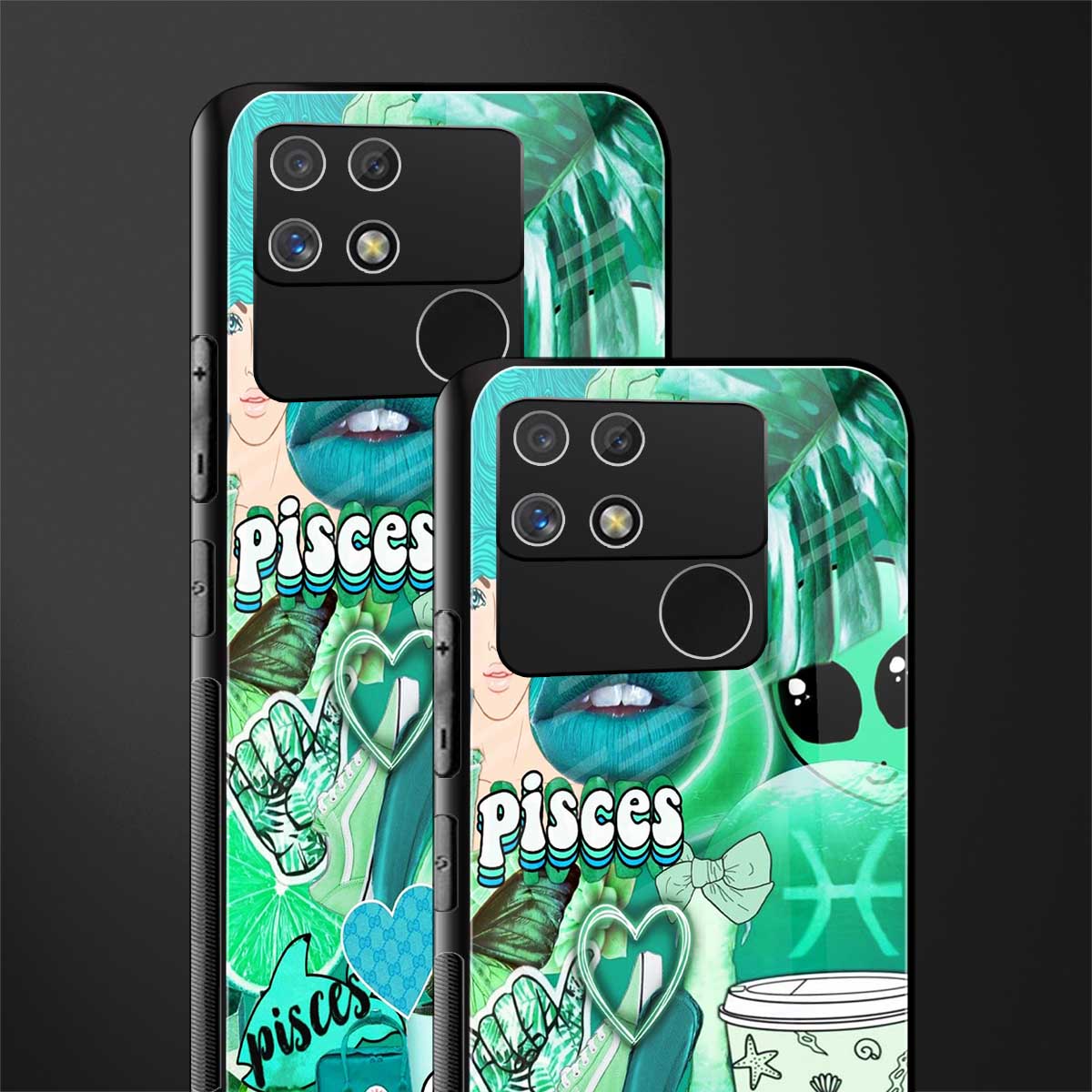 pisces aesthetic collage back phone cover | glass case for realme narzo 50a