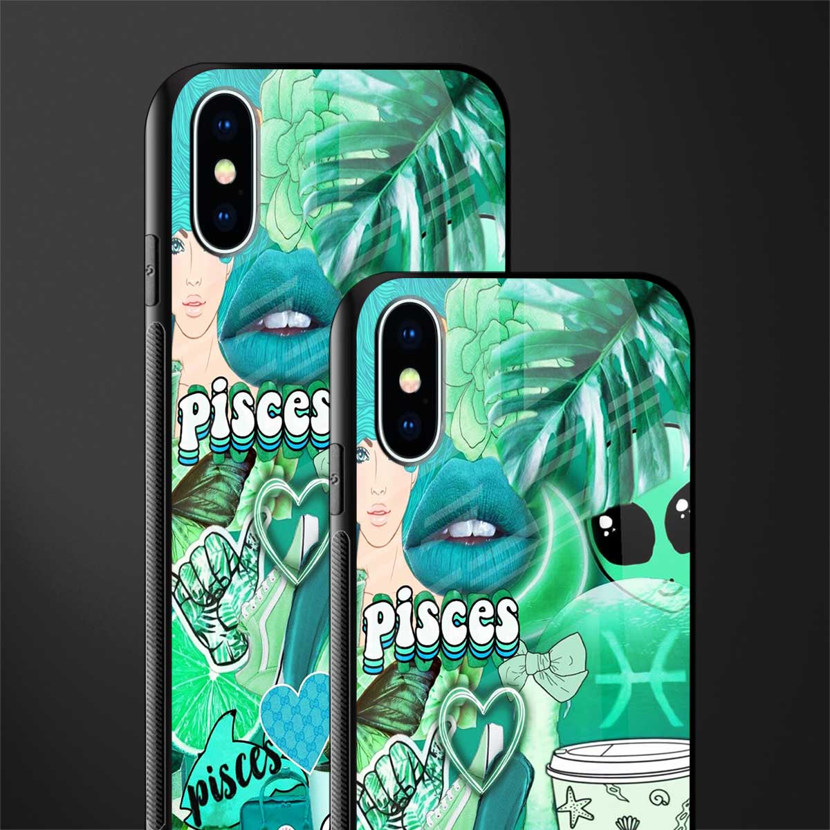 pisces aesthetic collage glass case for iphone xs image-2