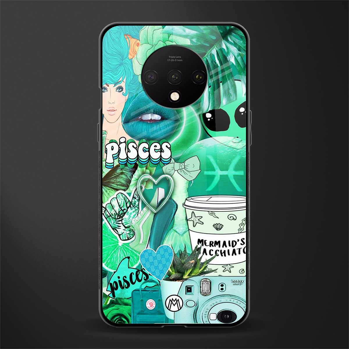 pisces aesthetic collage glass case for oneplus 7t image