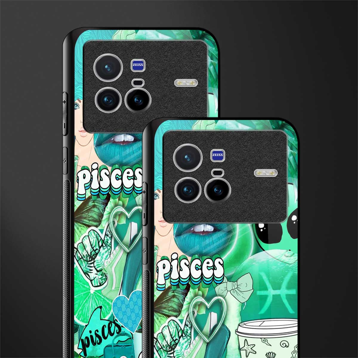 pisces aesthetic collage glass case for vivo x80 image-2
