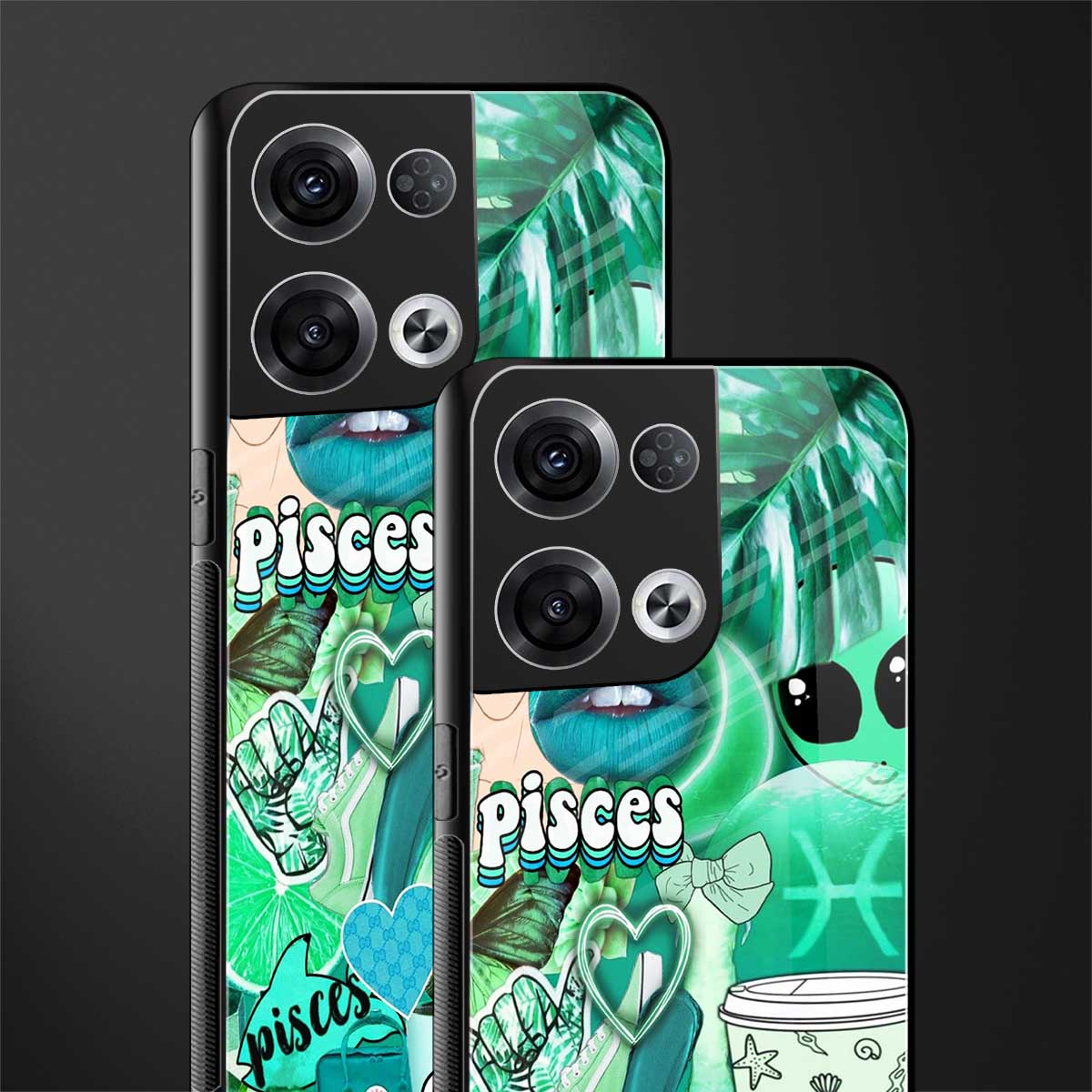 pisces aesthetic collage back phone cover | glass case for oppo reno 8 pro