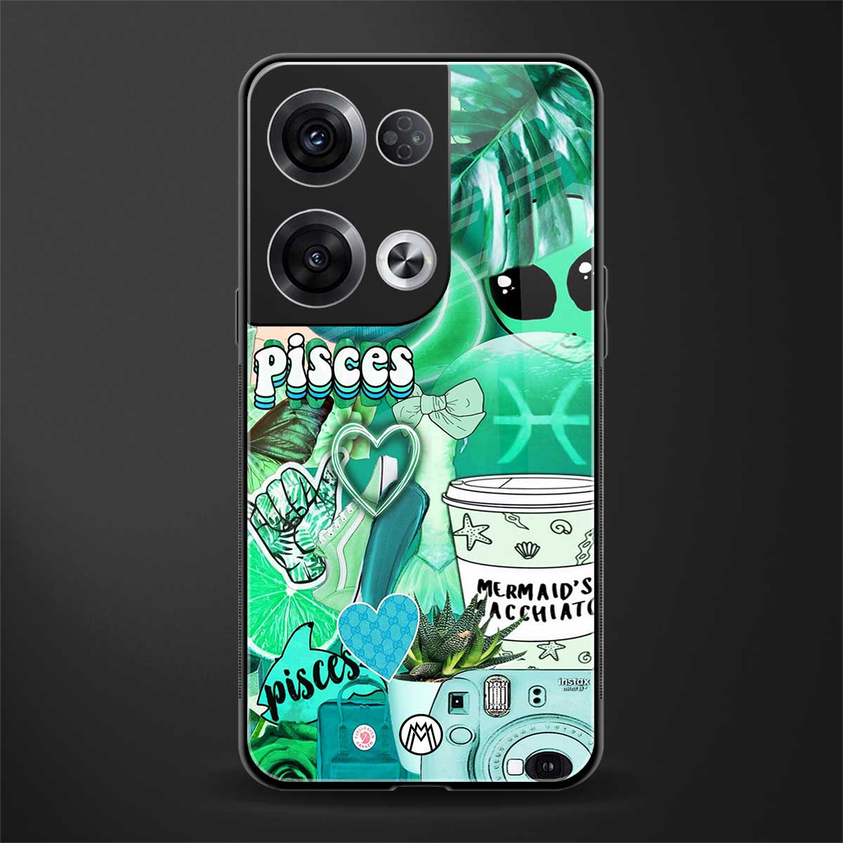 pisces aesthetic collage back phone cover | glass case for oppo reno 8 pro