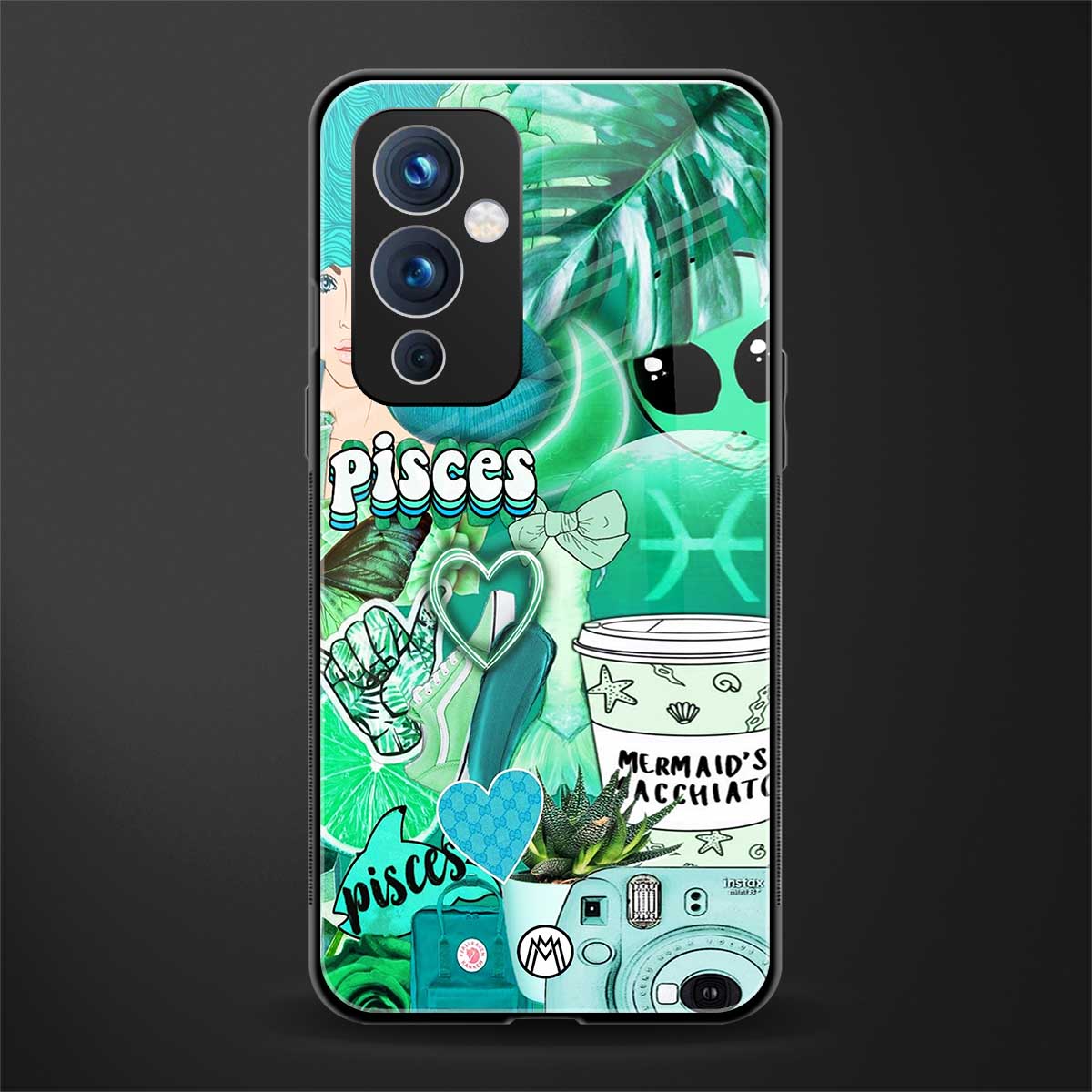 pisces aesthetic collage back phone cover | glass case for oneplus 9