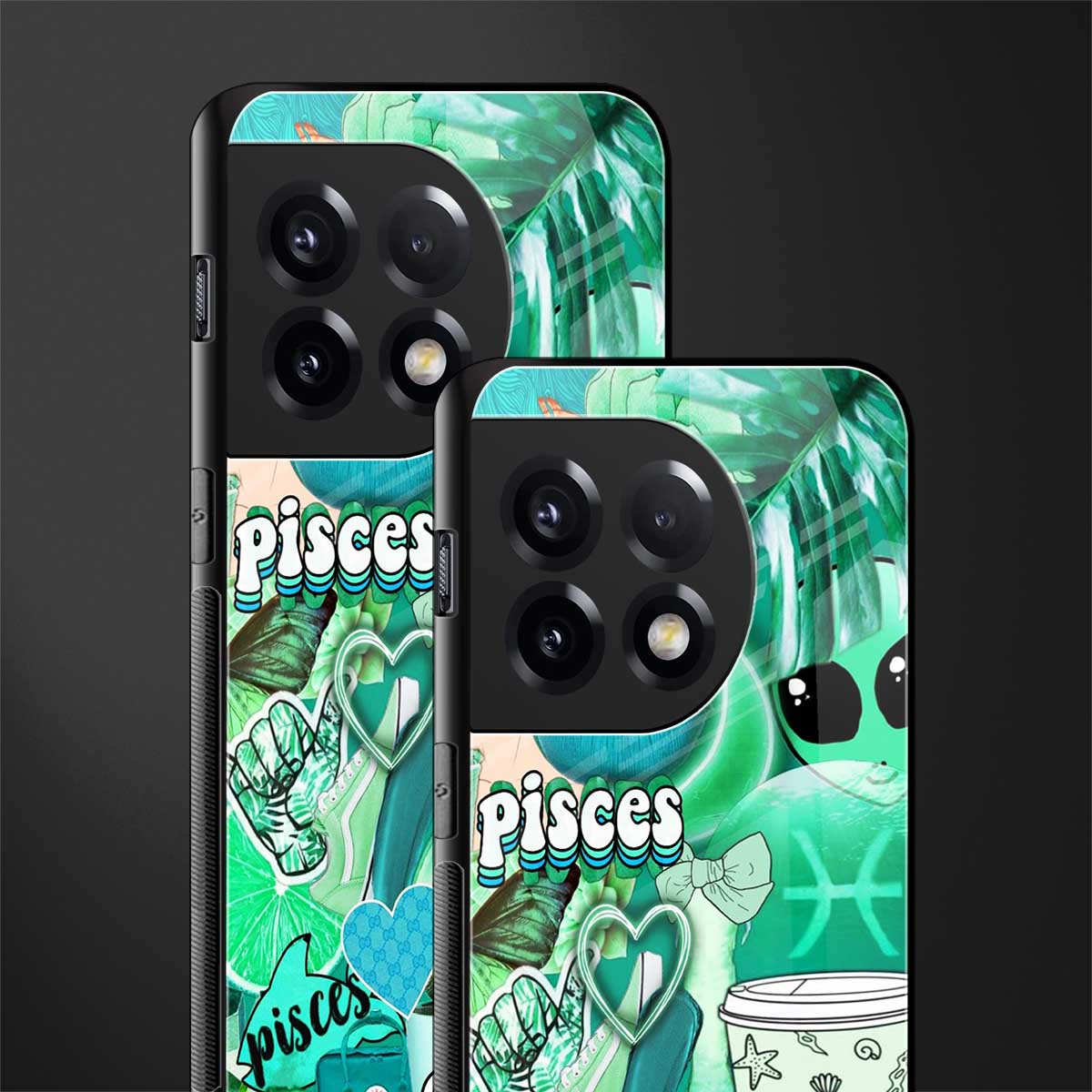 pisces aesthetic collage back phone cover | glass case for oneplus 11r