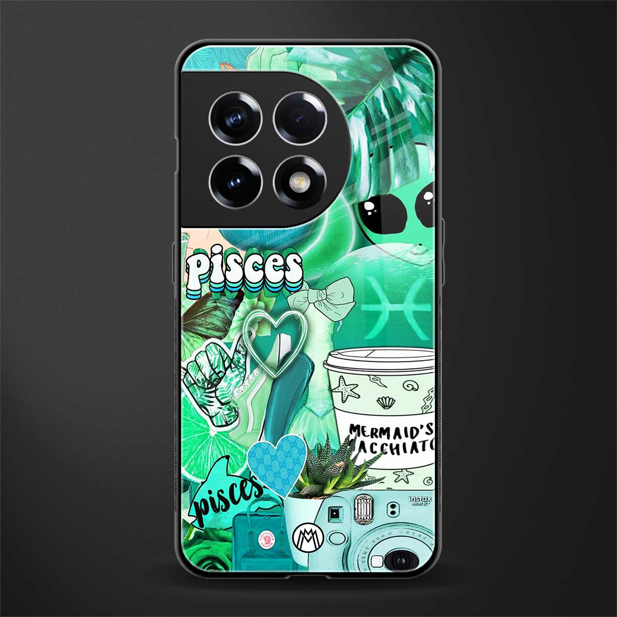 pisces aesthetic collage back phone cover | glass case for oneplus 11r