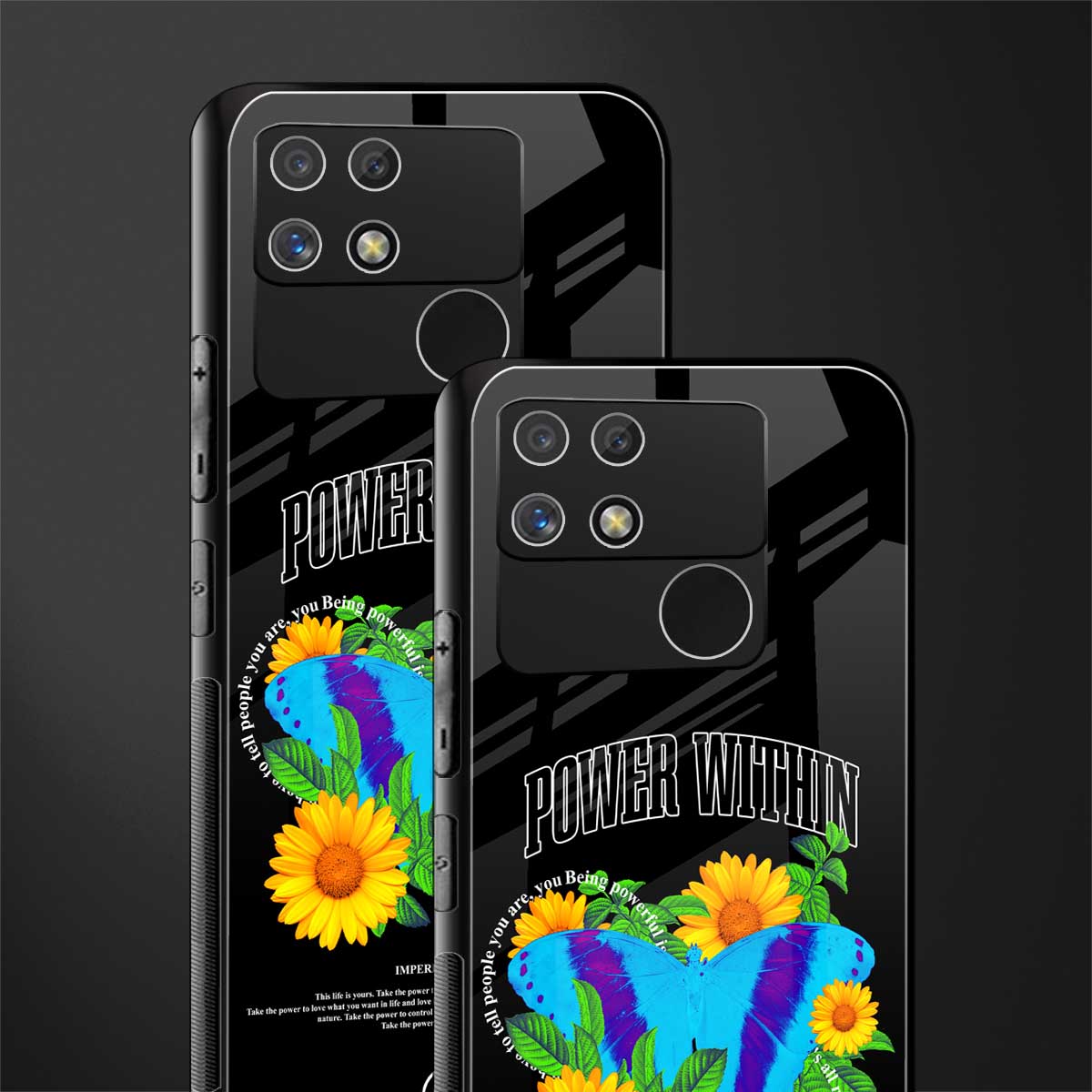power within back phone cover | glass case for realme narzo 50a