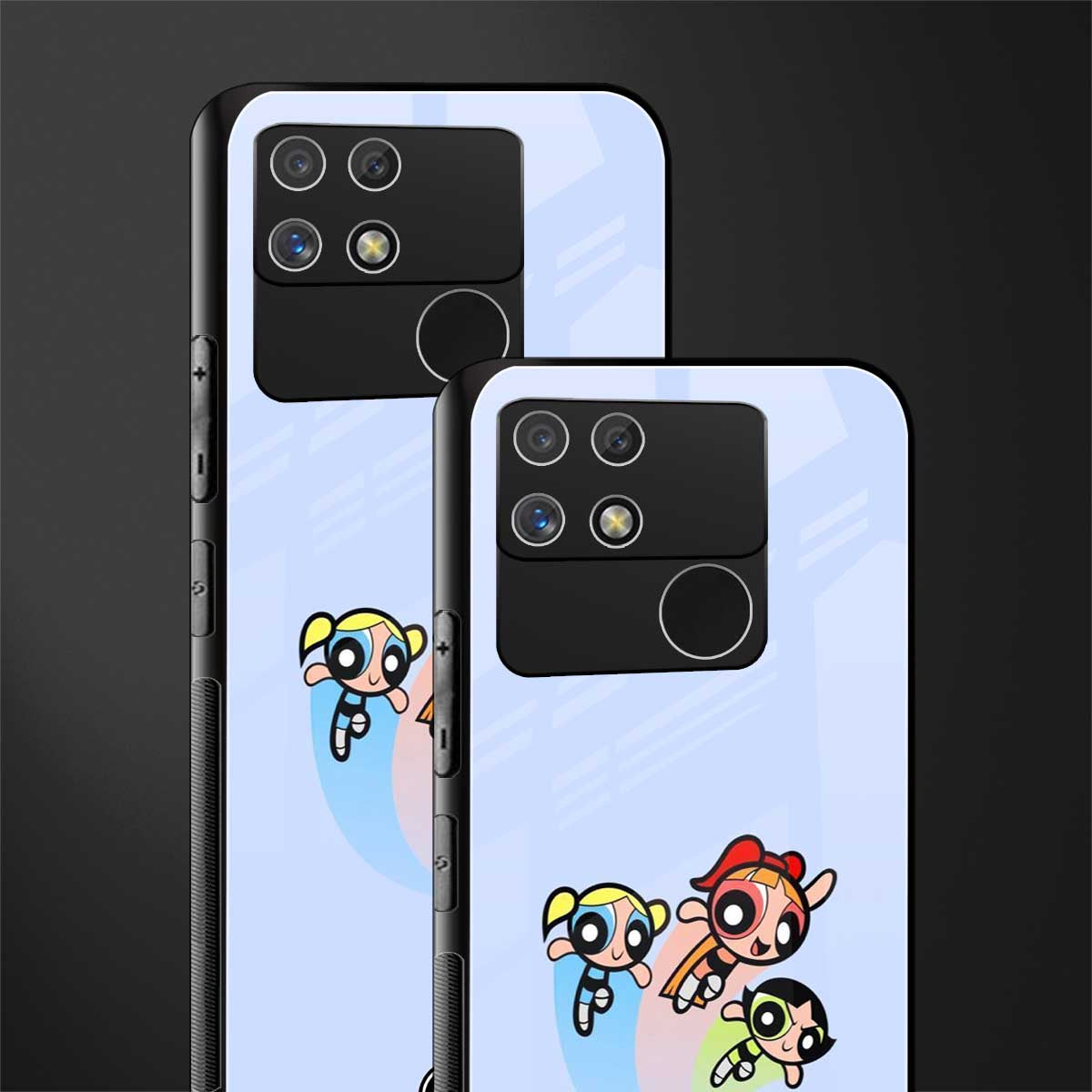 powerpuff girls cartoon back phone cover | glass case for realme narzo 50a