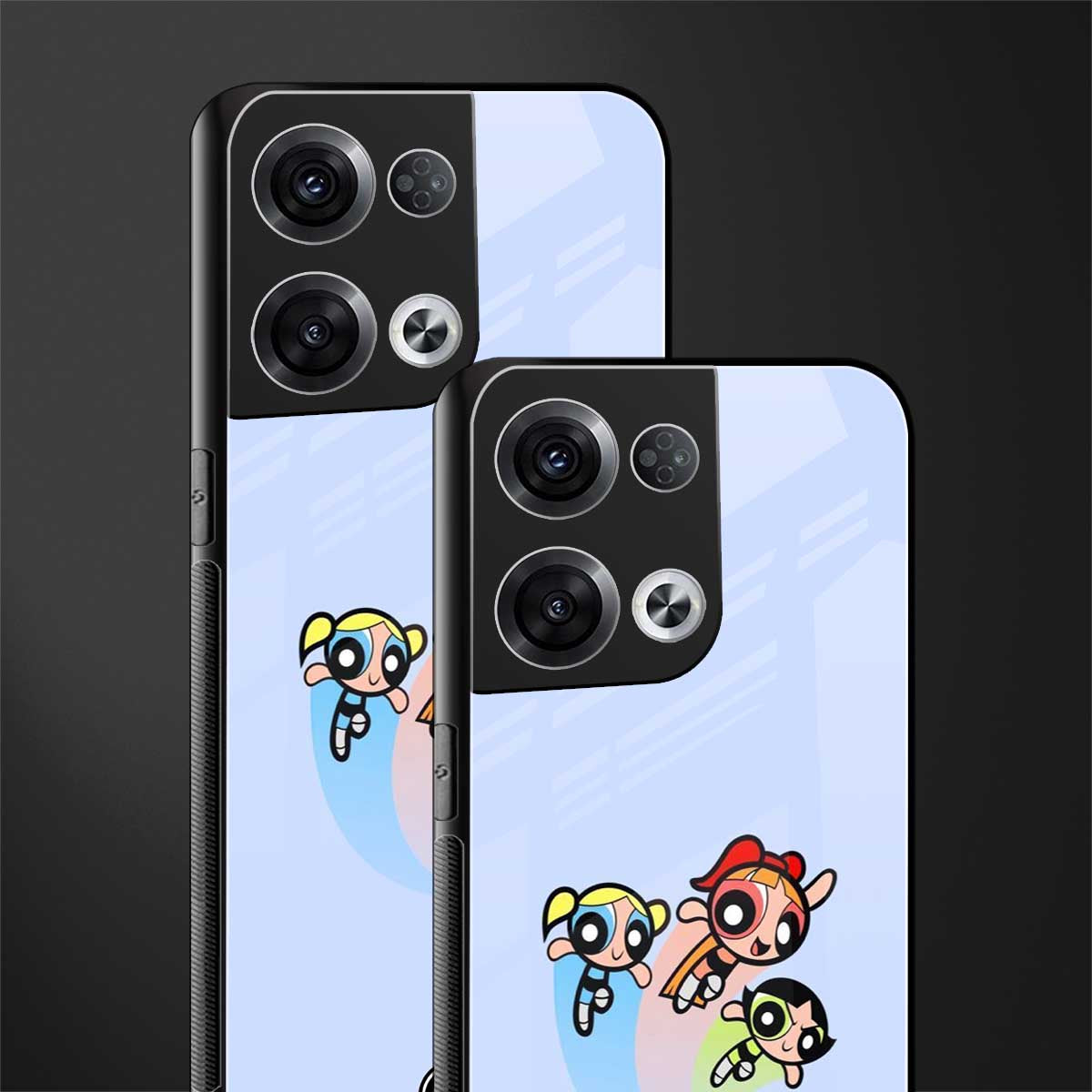 powerpuff girls cartoon back phone cover | glass case for oppo reno 8