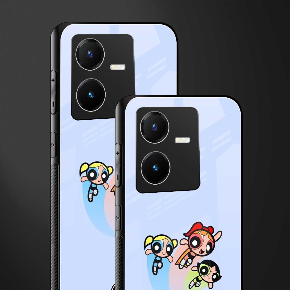 powerpuff girls cartoon back phone cover | glass case for vivo y22