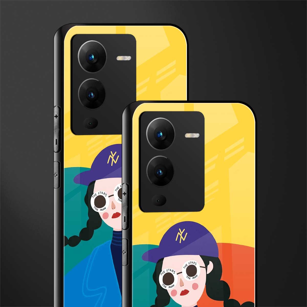 psychedelic chic back phone cover | glass case for vivo v25 pro 5g