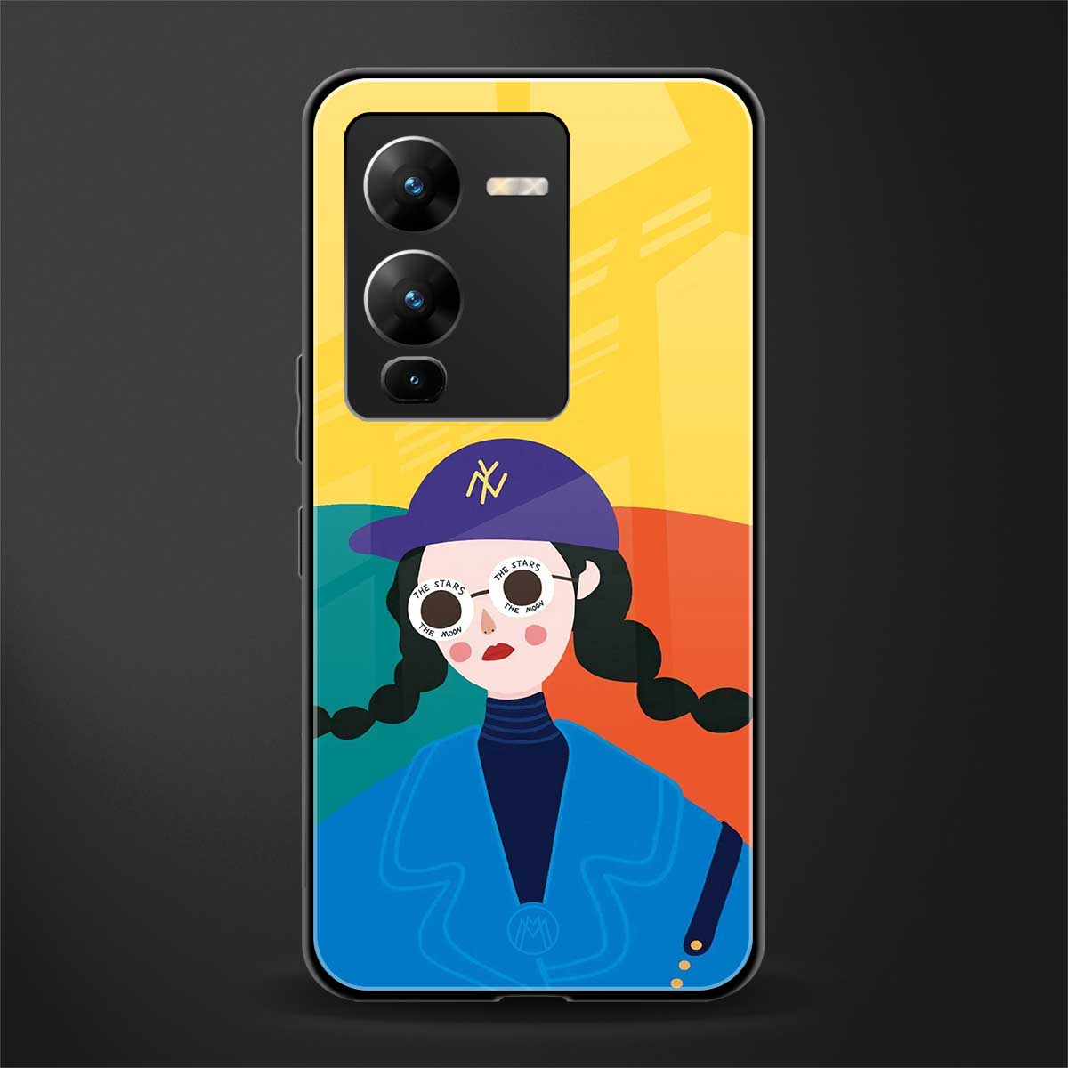 psychedelic chic back phone cover | glass case for vivo v25 pro 5g