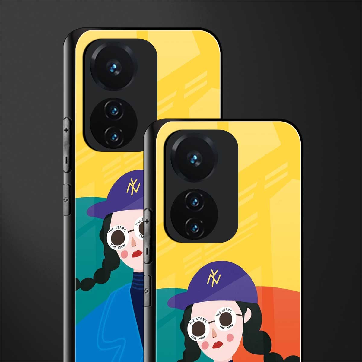 psychedelic chic back phone cover | glass case for vivo t1 44w 4g