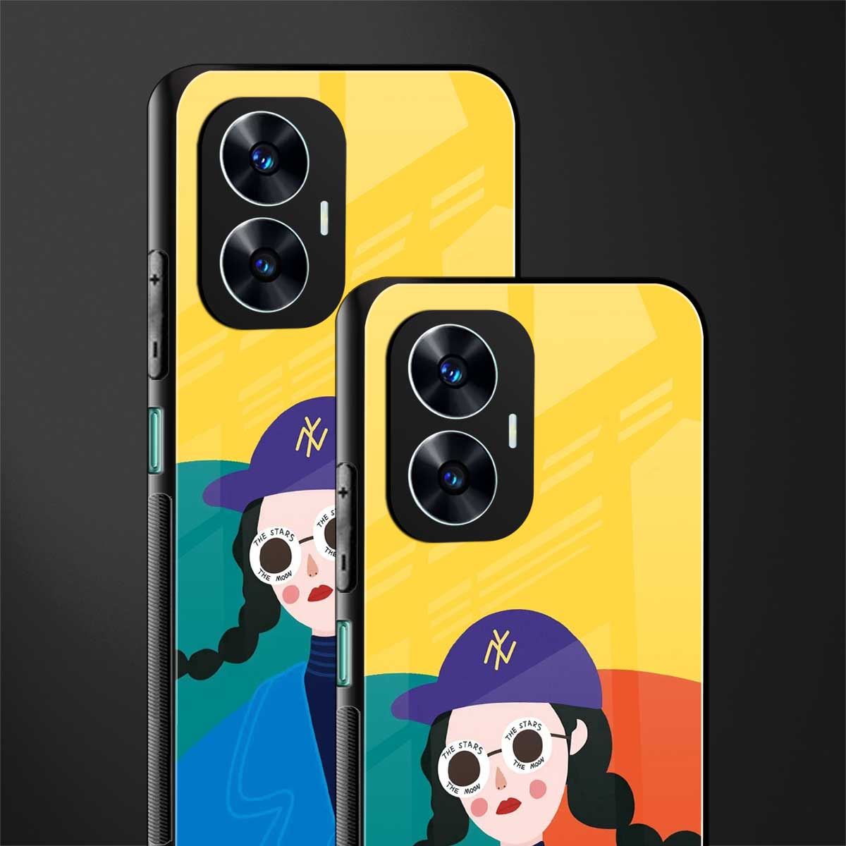psychedelic chic back phone cover | glass case for realme c55