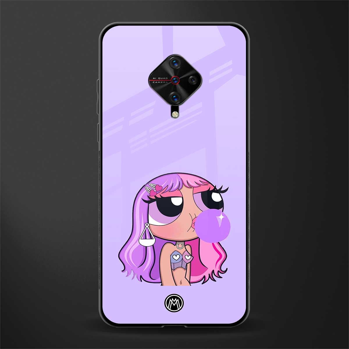 purple chic powerpuff girls glass case for vivo s1 pro image