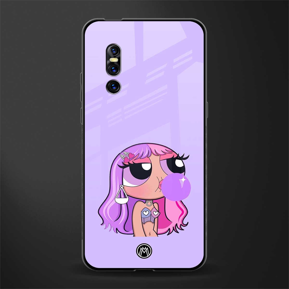 purple chic powerpuff girls glass case for vivo v15 pro image