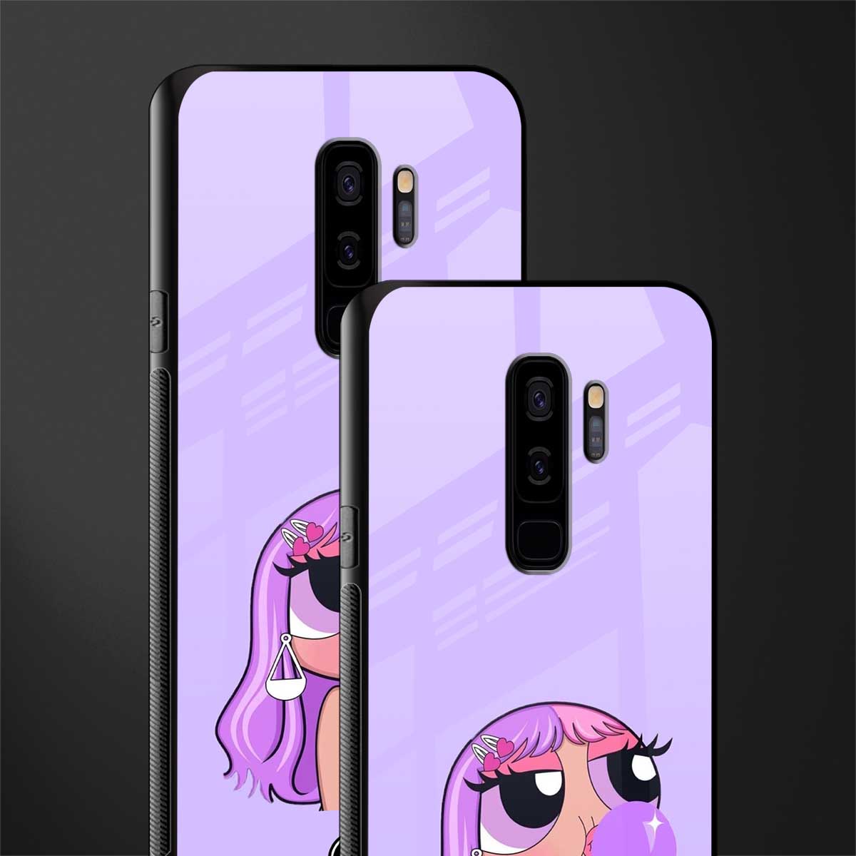 purple chic powerpuff girls glass case for samsung galaxy s9 plus image-2