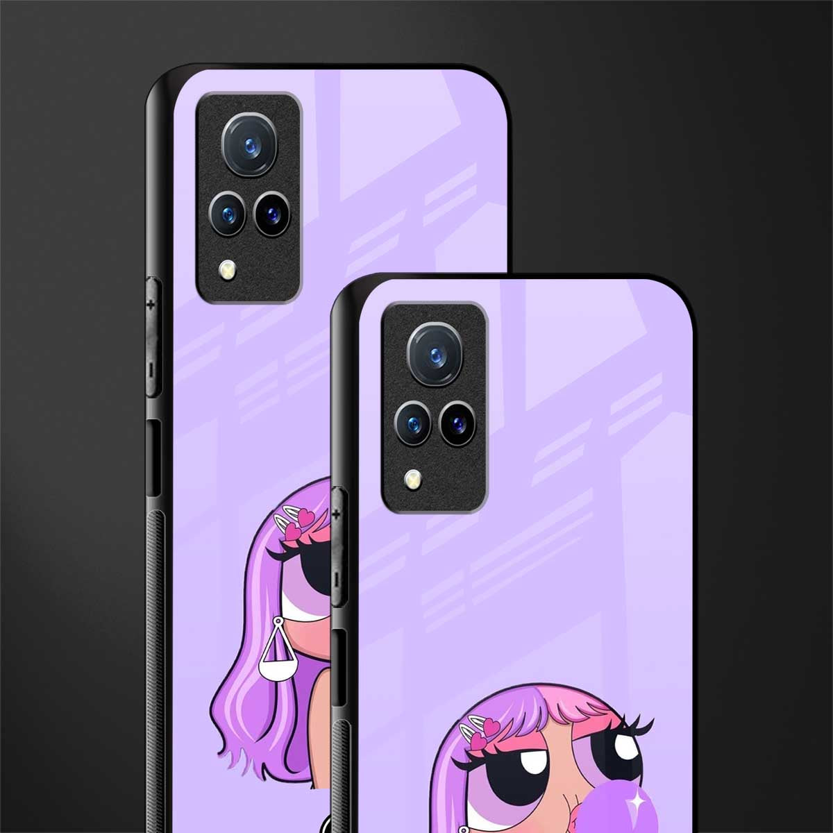 purple chic powerpuff girls glass case for vivo v21 5g image-2