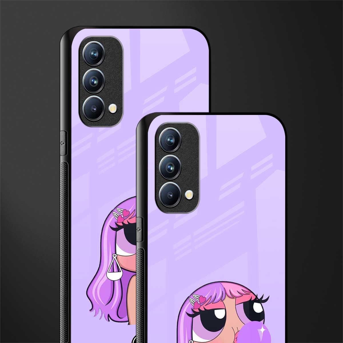 purple chic powerpuff girls glass case for oppo f19s image-2