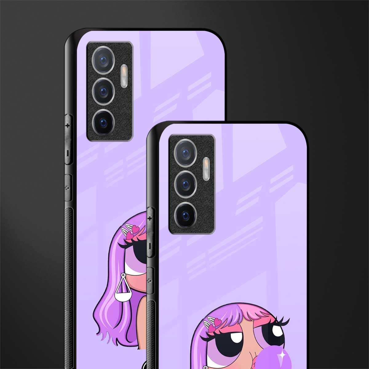 purple chic powerpuff girls glass case for vivo v23e image-2