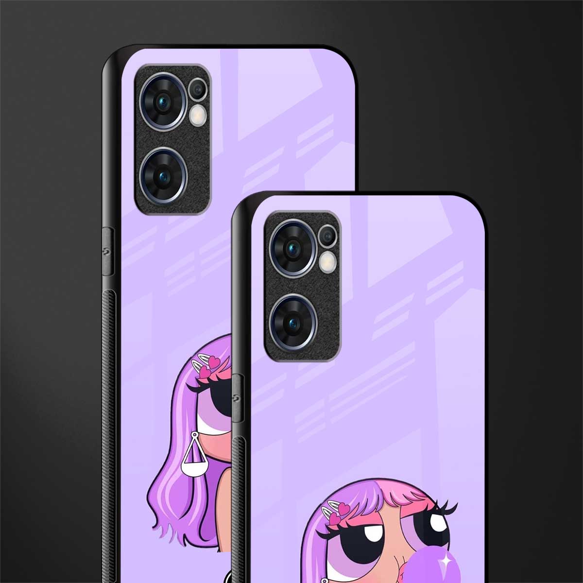 purple chic powerpuff girls glass case for oppo reno7 5g image-2
