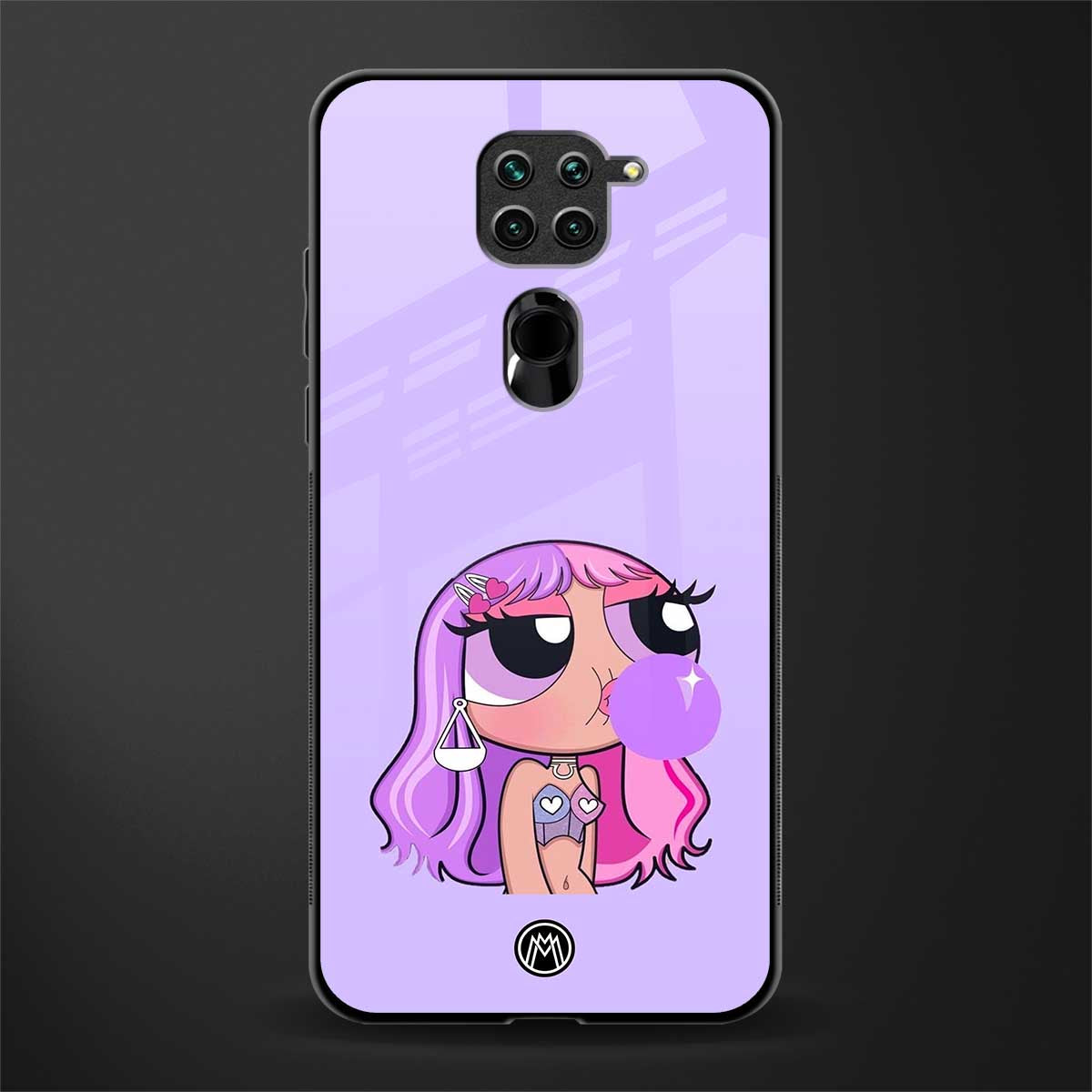 purple chic powerpuff girls glass case for redmi note 9 image