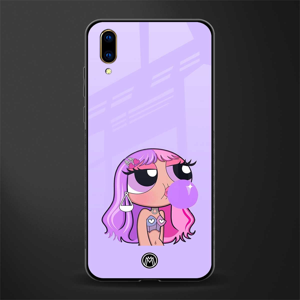 purple chic powerpuff girls glass case for vivo v11 pro image